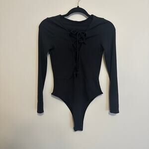 SHEIN Black Lace Up Body Suit